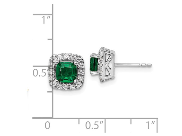 9/10 Carat (ctw) Lab-Created Emerald Earrings in 14K White Gold with Lab-Grown Diamonds