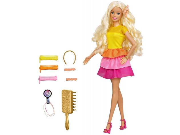 Barbie Ultimate Curls Blonde Doll and Hairstyling Playset with No-Heat Curling Tools