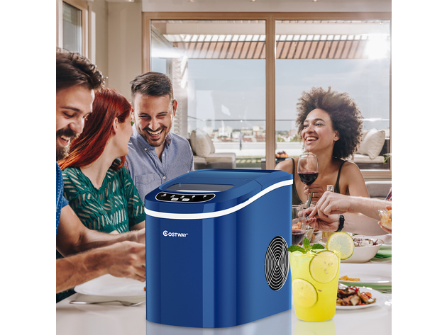 Costway Portable Compact Electric Ice Maker Machine Mini Cube 26lb/Day ABS - Navy