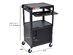 Offex Adjustable 42"H Steel Audio/Video Cart with Locking Cabinet & Keyboard Tray, Black