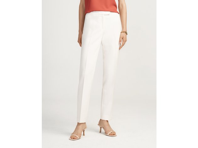 Annie Klein Women's  Crepe Bowie Slim-Fit Pants Ivory Size 14