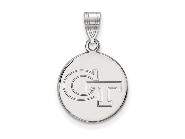 10k White Gold Georgia Technology Medium Disc Pendant