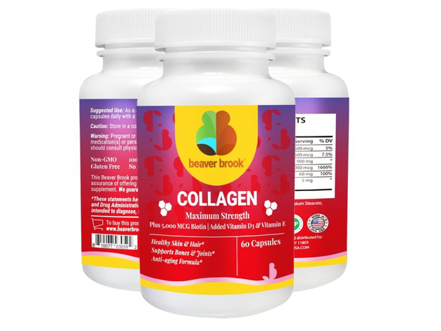 Beaver Brook Collagen Anti-Aging Formula Capsules Collagen 900mg + 5000 mcg Biotin - 60 Capsules