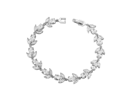 Flower Blossom Cubic Zirconia Tennis Bracelets for Women with Marquise and Oval Cut White Diamond Cubic Zirconia