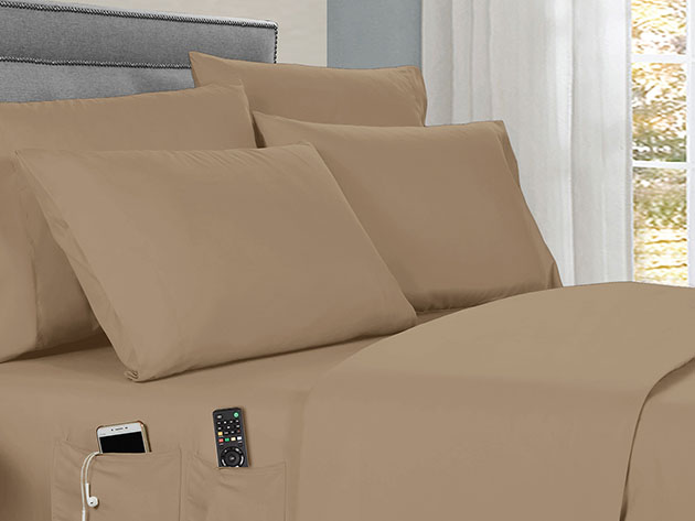 Kathy Ireland 6-Piece Smart Sheet Set (Taupe)