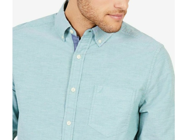 Nautica Men's Classic-Fit Stretch Button-Down Shirt Green Size Extra Large