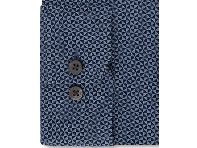DKNY Men's Slim-Fit Textured Dress Shirt Blue Size 17x32-33