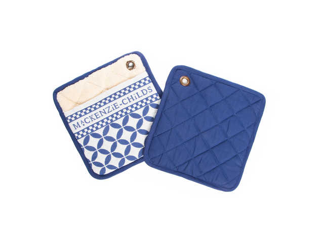 MacKenzie-Childs Geo Pot Holders - Royal - Set of 2
