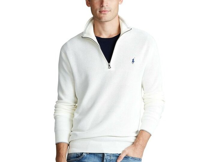 Polo Ralph Lauren Men's Textured Quarter-Zip Sweater White Polo Ralph Lauren Men's Textured Quarter-Zip Sweater White