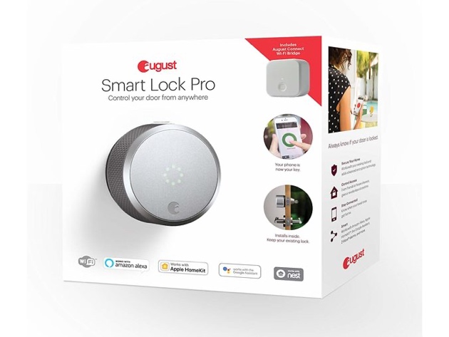 August Home ASL-03 AC-R1 Smart Lock Pro+ Connect Wi-Fi Bridge Bundle,100- Silver (Refurbished, Open Retail Box)