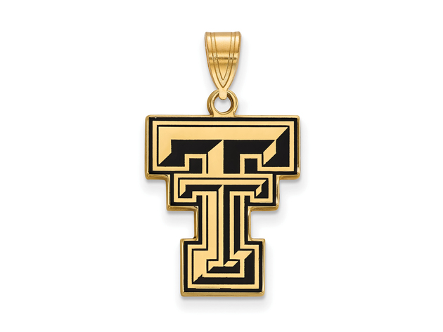 14k Gold Plated Silver Texas Tech U. Large Enamel Pendant