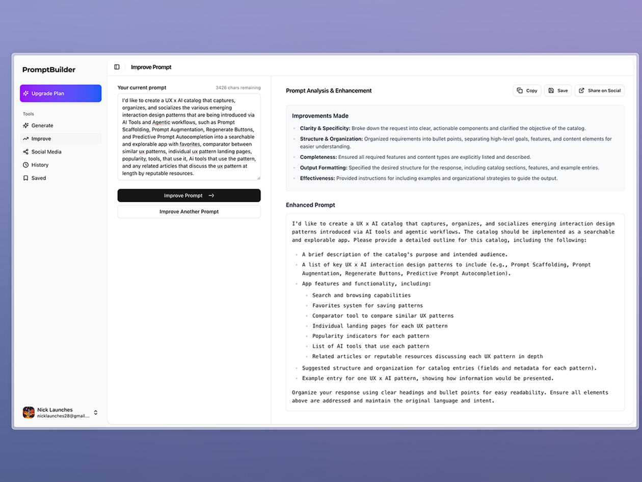 PromptBuilder - AI Prompt Engineer: Lifetime Subscription (Unlimited Plan)