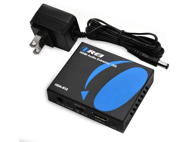 OREI HDA-912 4K 60Hz 18G HDMI 2.0 Audio Converter Extractor - SPDIF + 3.5mm Output - HDCP 2.2 - Dolby Digital/DTS Passthrough CEC, HDR, Dolby Vision, HDR10 Support