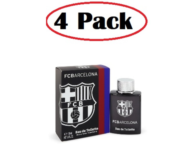 4 Pack of FC Barcelona Black by Air Val International Eau De Toilette Spray 3.4 oz