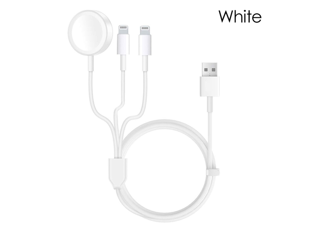 3-in-1 Apple Watch, AirPods & iPhone Charging Cable (White/2-Pack)