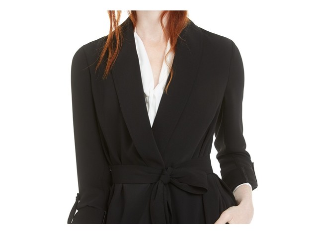 Bar III Women's Shawl-Collar Belted Blazer Black Size Small