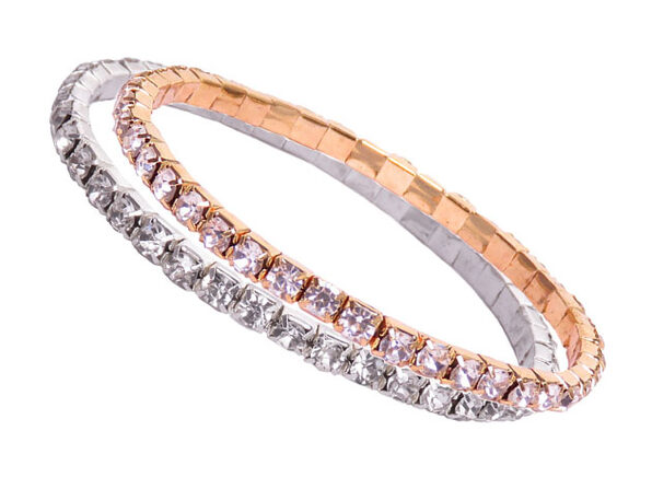 Oussum Tennis Bracelets with Swarovski Elements: Set of 2 (Gold & Silver) Oussum Tennis Bracelets with Swarovski Elements: Set of 2 (Gold & Silver)