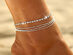 18K White Gold Plated Summer Anklet (Triple Dainty Chains)