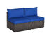 Costway 2 Piece Patio Rattan Armless Sofa Sectional Furniture W/Navy Cushion - Brown