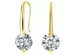Gold Crystal Dangle Earrings with 1.5 Carat Cubic Zirconia Stone