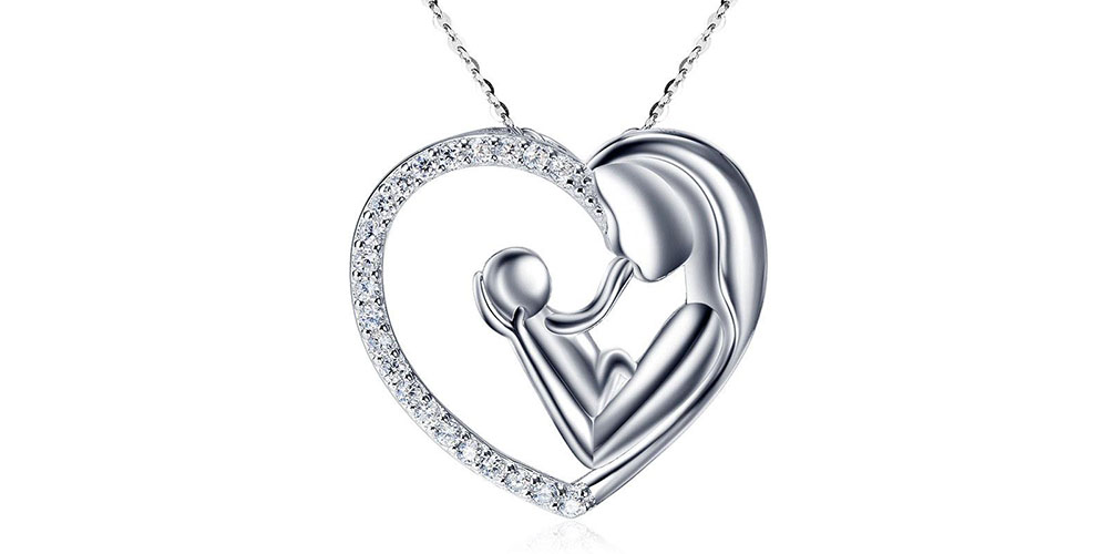 Mothers & Child Gold-Plated Necklace with Cubic Zirconia