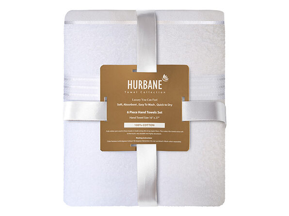 Hurbane Home 6 Piece Hand Towel Set White - Product Image