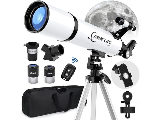 ABOTEC 50080 Telescope, 80mm Aperture, 500mm Refractor, 25X-250X (Open Box)