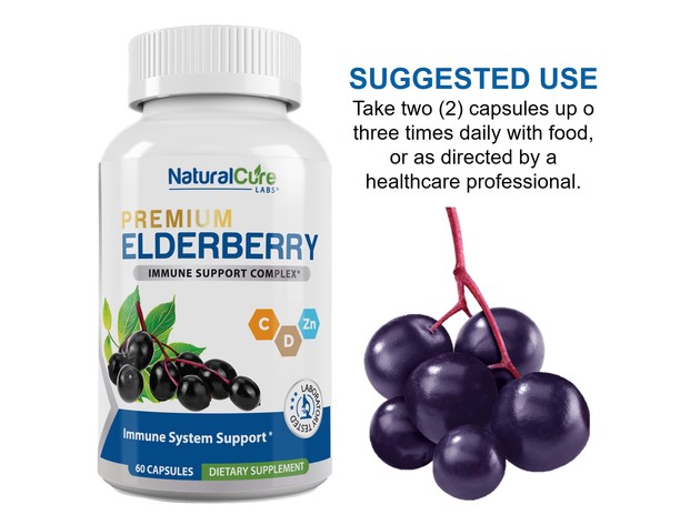 Natural Cure Labs Premium Elderberry - Immune Support Complex, 60 Capsules Dietary Supplement