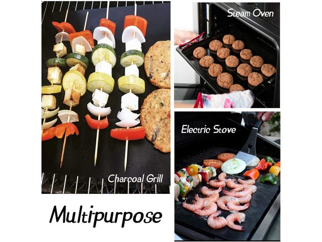 Grill Mats 100% Non Stick Black Grill Mats - Reusable & Easy to Clean