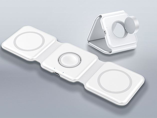 MagStack Foldable 3-in-1 Wireless Charging Station with Floating Stand & 20W Adapter