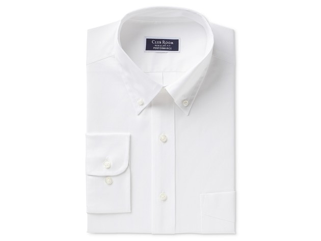 Club Room Men's Slim-Fit Pinpoint Solid Dress Shirt White Size 16x34-35