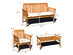 Costway 4 Piece Outdoor Acacia Wood Sofa Furniture Set Cushioned Chair Coffee Table Garden