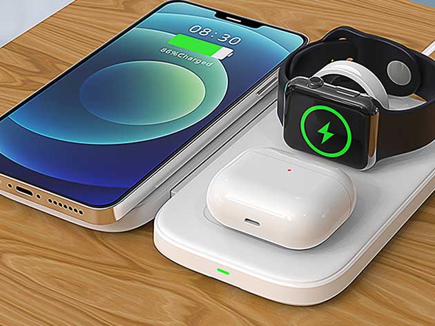 15W 3-in-1 Wireless Charger for Phone, Watch & Headphones