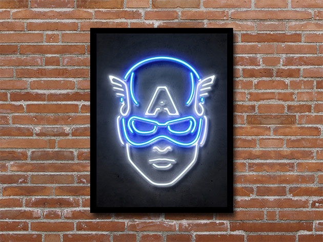 Octavian Mielu Neon Illusion Wall Art (Captain America 12x16)