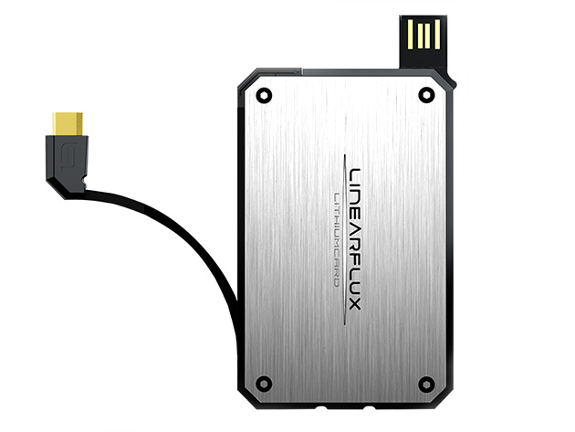 LithiumCard Wallet Portable Charger (Micro-USB/Silver)