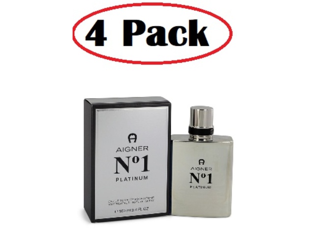 4 Pack of Aigner No. 1 Platinum by Etienne Aigner Eau De Toilette Spray 3.4 oz