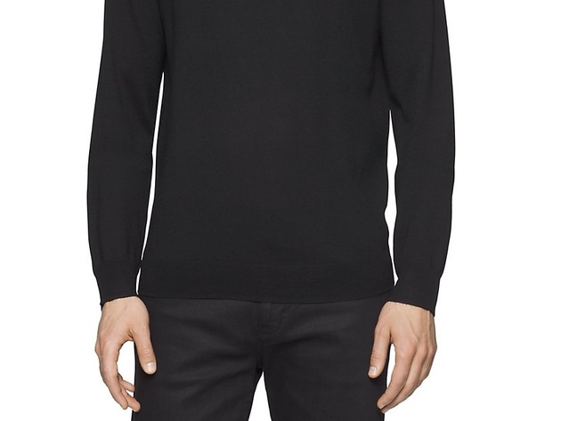Calvin Klein Men's Merino Wool V-Neck Sweater Black Size Small