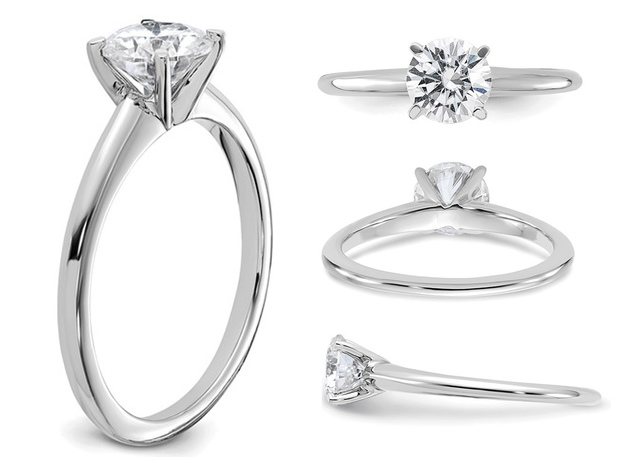 1.00 Carat (ctw) Synthetic Moissanite Solitaire Engagement Ring in 14K White Gold - 9