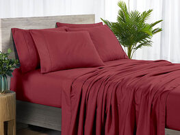 Bamboo 2000 Count 6-Piece Sheet Set with SnugGrip (Raspberry/Twin XL)