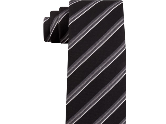 Kenneth Cole Reaction Men's Veloutine Stripe Tie Black Size Regular