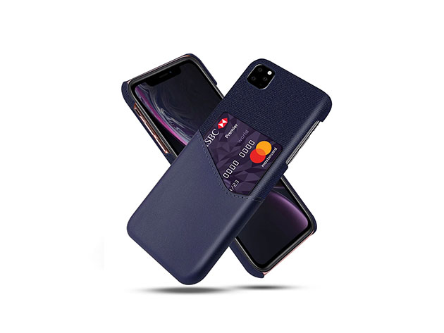 iPM iPhone 11 Credit Card Holder Shock Resistant Fabric Case (Pro Max/Navy)