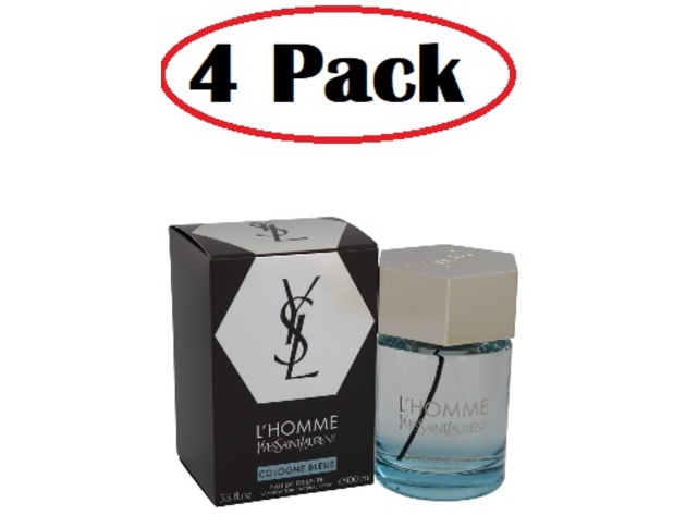 4 Pack of L'homme Cologne Bleue by Yves Saint Laurent Eau De Toilette Spray 3.4 oz
