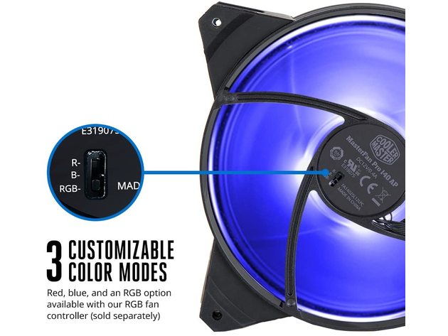 Cooler Master MFY-P4DC-153PC-R1 MasterFan Air Pressure Static-3 MF 140AP RGB Kit (Used, Open Retail Box)