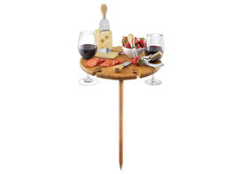 Bambüsi Portable Wine & Picnic Table with Cutlery Cheese Set
