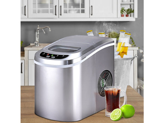 Costway Sliver Portable Compact Electric Ice Maker Machine Mini Cube 26lb/Day - Sliver