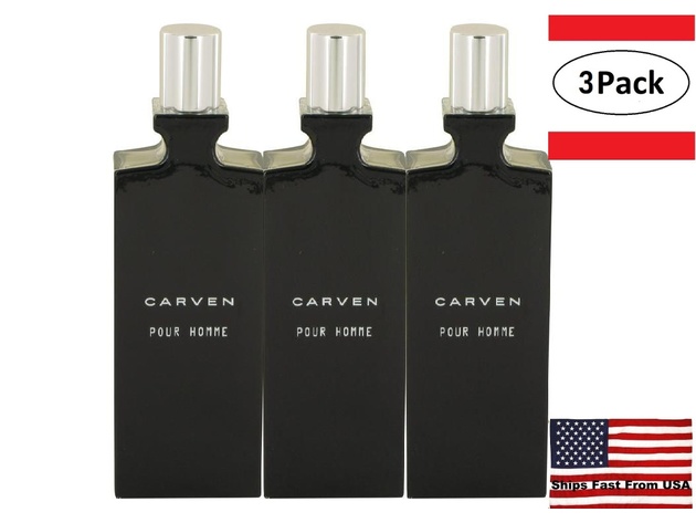 3 Pack Carven Pour Homme by Carven Eau De Toilette Spray (unboxed) 3.4 oz for Men