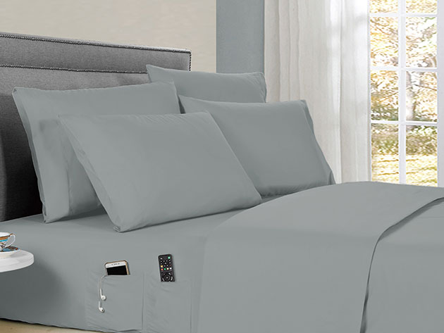 Kathy Ireland 6-Piece Smart Sheet Set (Silver/King)