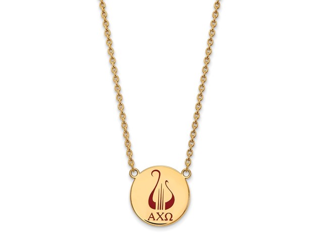 14K Plated Silver Alpha Chi Omega Large Enamel Necklace