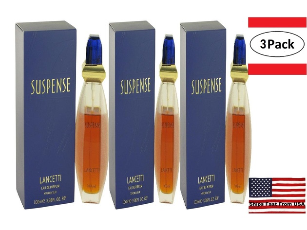 3 Pack Suspense by Lancetti Eau De Parfum Spray (Low Fill) 3.38 oz for Women