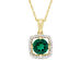 4/5 Carat (ctw) Lab Created Emerald Pendant Necklace in 10K Yellow Gold With Diamond 1/10 Carat (ctw) and Chain